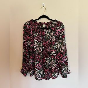 Talbots shirred neck flowered blouse. Size M.  Excellent condition.
